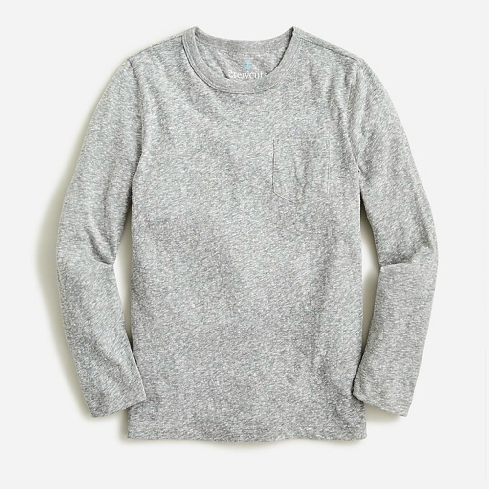 Gray Crewcut Long Sleeve Pocket Tee Shirt in Broken Jersey Sz XL NWT